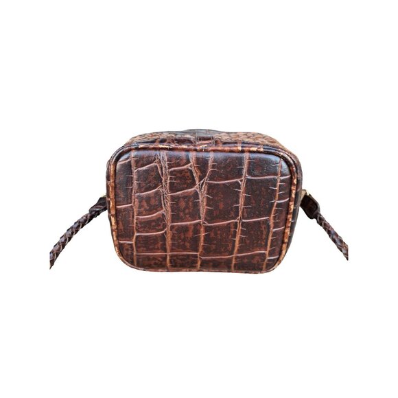 Vintage 1980s Warren Reed Brown Woven & Croc Embossed Shoulder Bag Purse - Picture 6 of 8